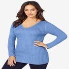 V-Neck Ribbed Sweater image number null