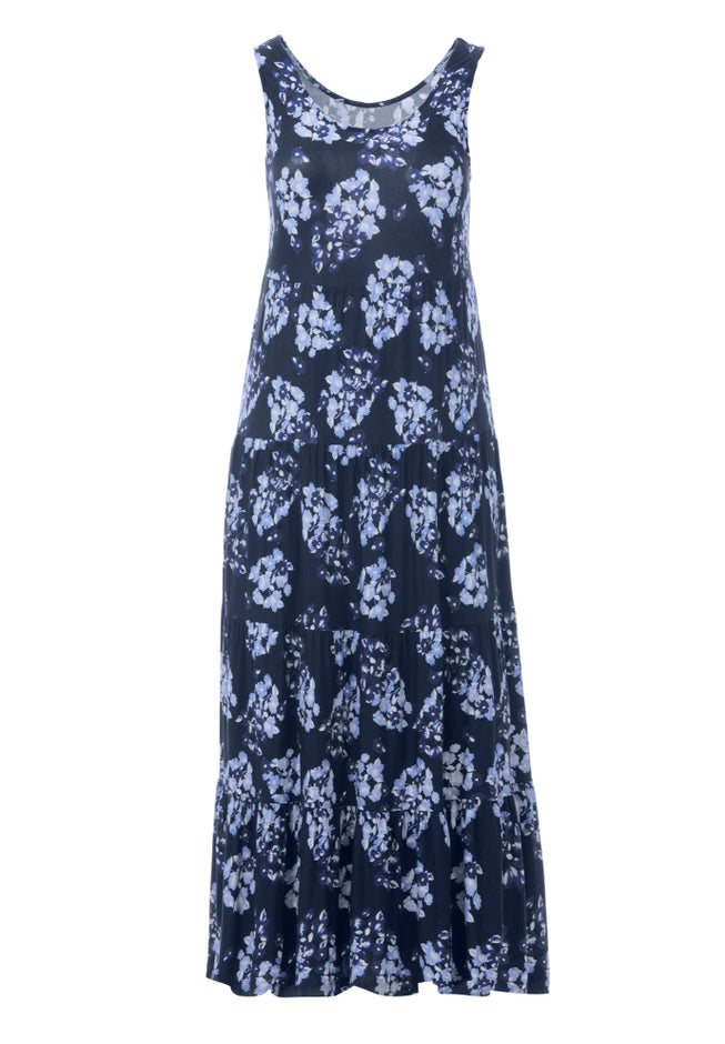Stretch Knit Scoop Neck Sleeveless Tiered Maxi Dress image number 2