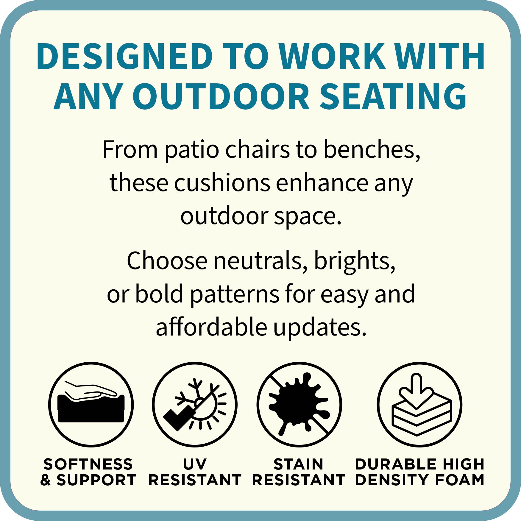 BH Outdoor Performance 2-Section Deep Seating Cushion image number 2