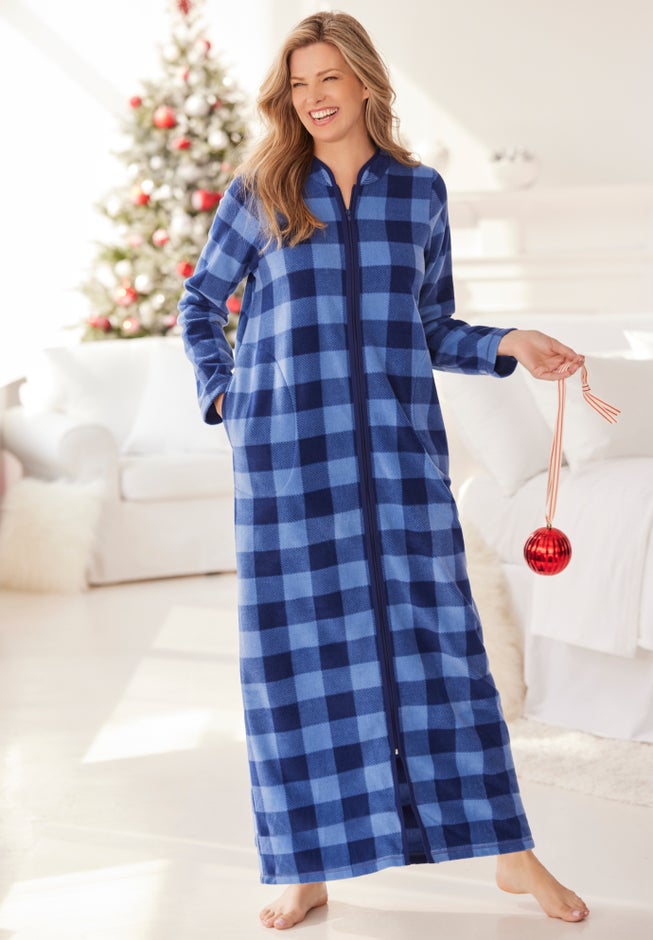 ladies zip front dressing gown Zip Fleece Dressing Gown Undercover Ladies Zipper Front Robe Nightwear