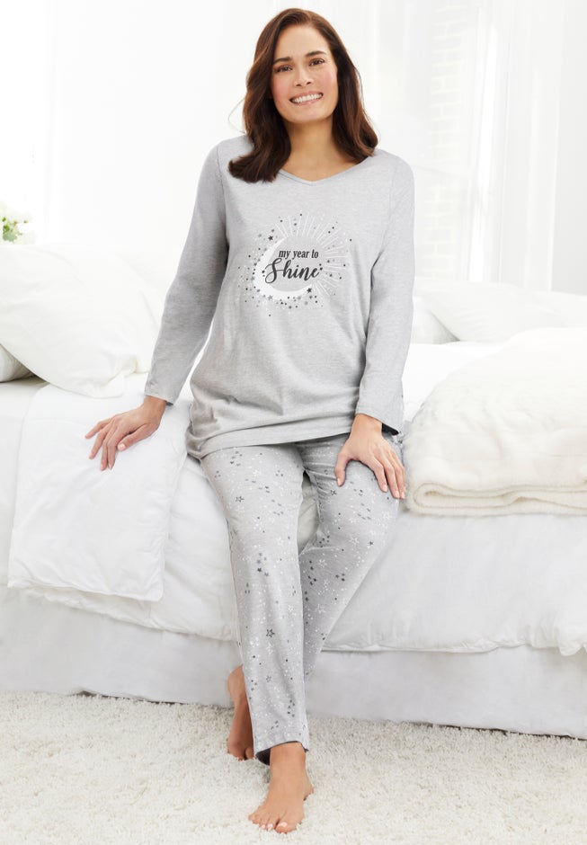 Avenue Body Three-Quarter Sleeve Pajama Set image number 3