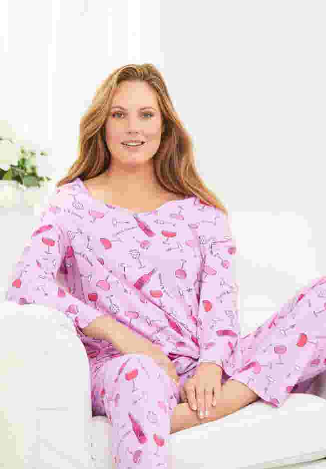 Avenue Body Three-Quarter Sleeve Pajama Set image number 3