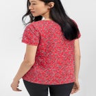 100% Cotton Slub Self-Tie Keyhole Neckline Short Sleeve Tee image number 1