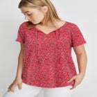 100% Cotton Slub Self-Tie Keyhole Neckline Short Sleeve Tee image number 0