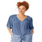 Crinkle Tie-Front Blouse image number null