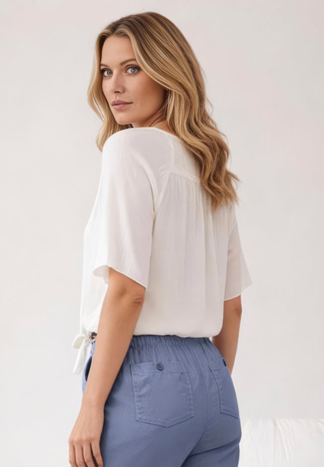 Crinkle Tie-Front Blouse image number 1