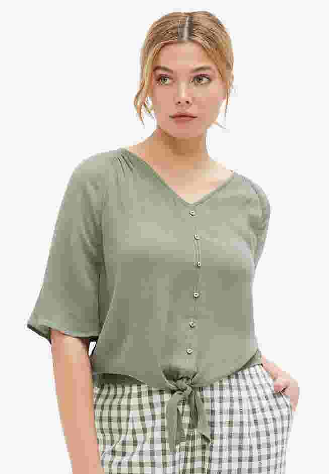 Crinkle Tie-Front Blouse image number 0