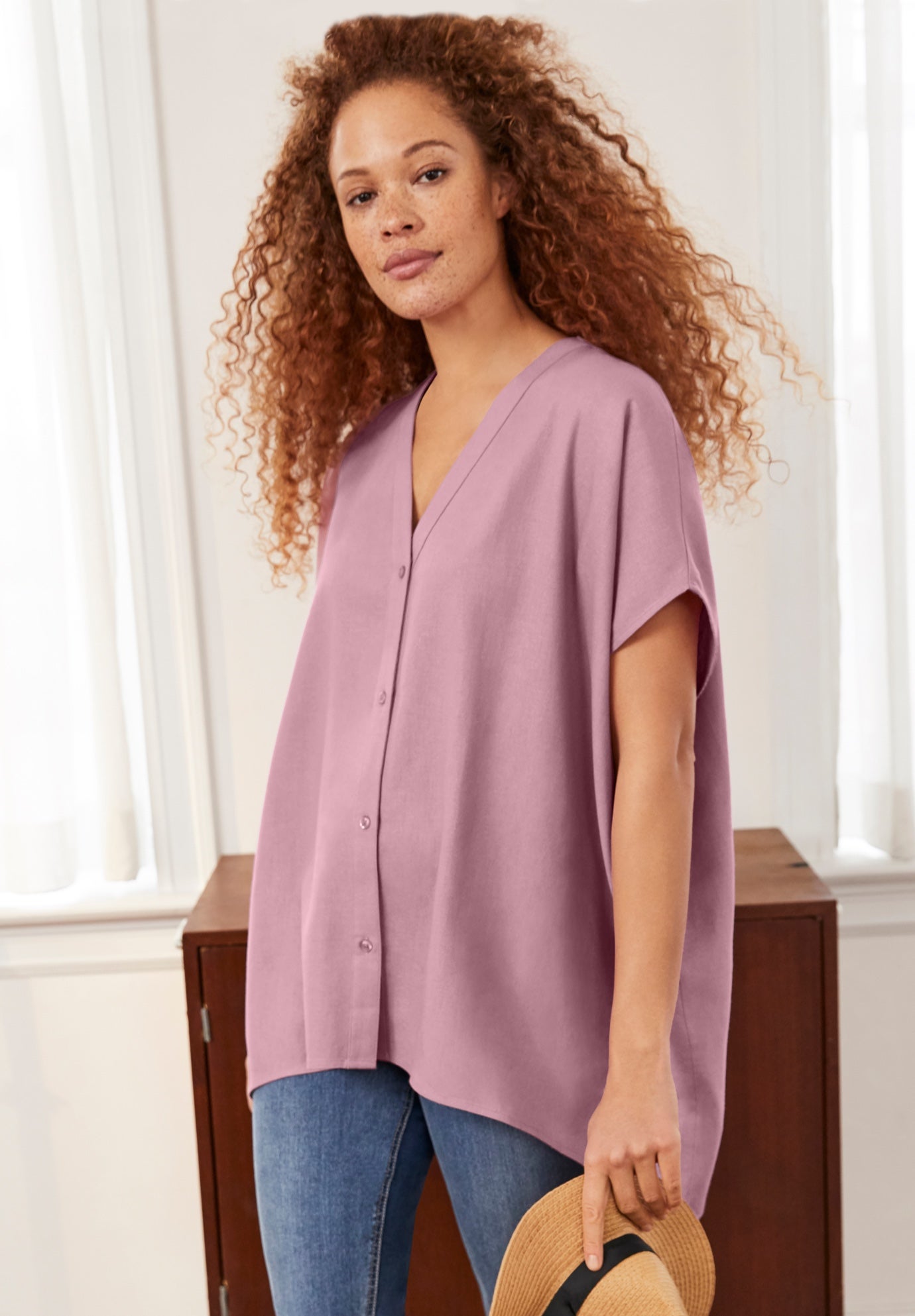 Oversized Linen-Blend Tunic image number 0