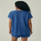 Linen-Blend V-Neck Button-Front Dolman Sleeve Oversized Tunic image number null