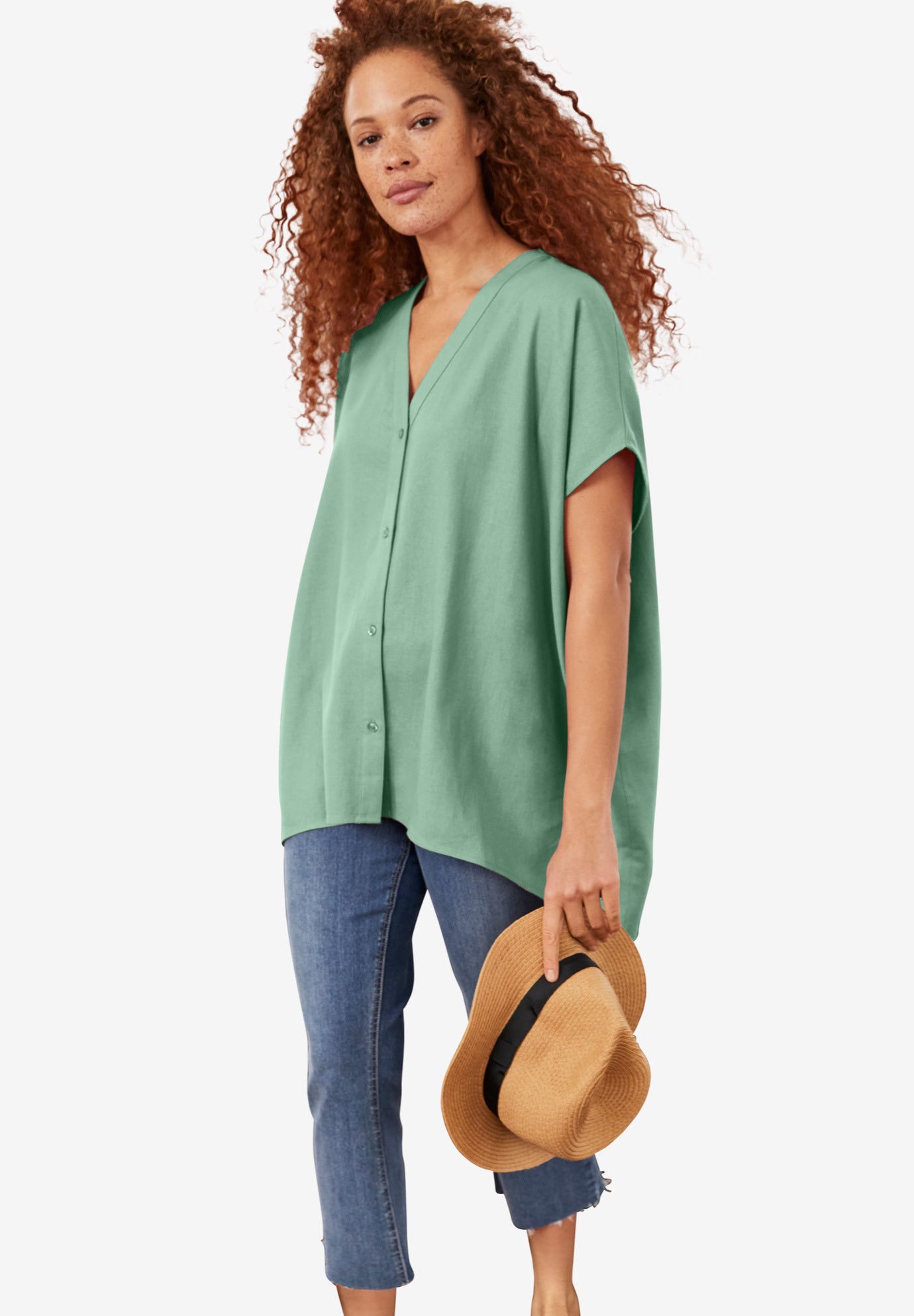 Oversized Linen-Blend Tunic image number 0