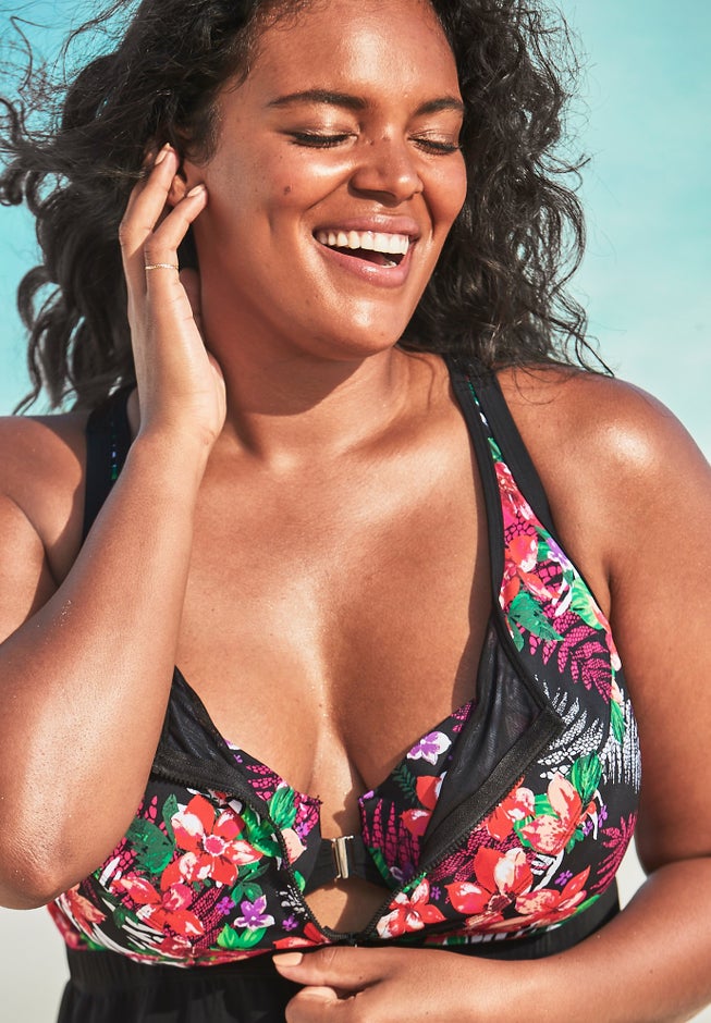 Zip-Front Tankini Top image number null