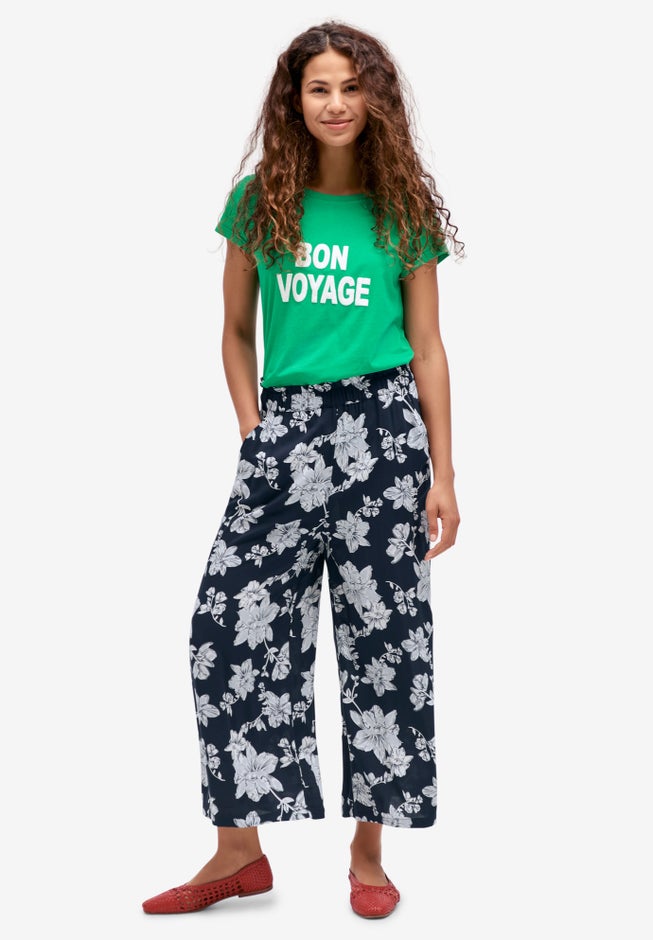 Wide-Leg Crop Pants image number 0