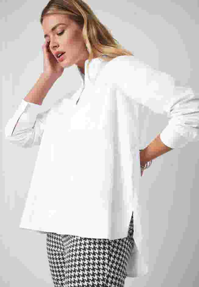 Poplin Hi-Low Henley Tunic image number 2
