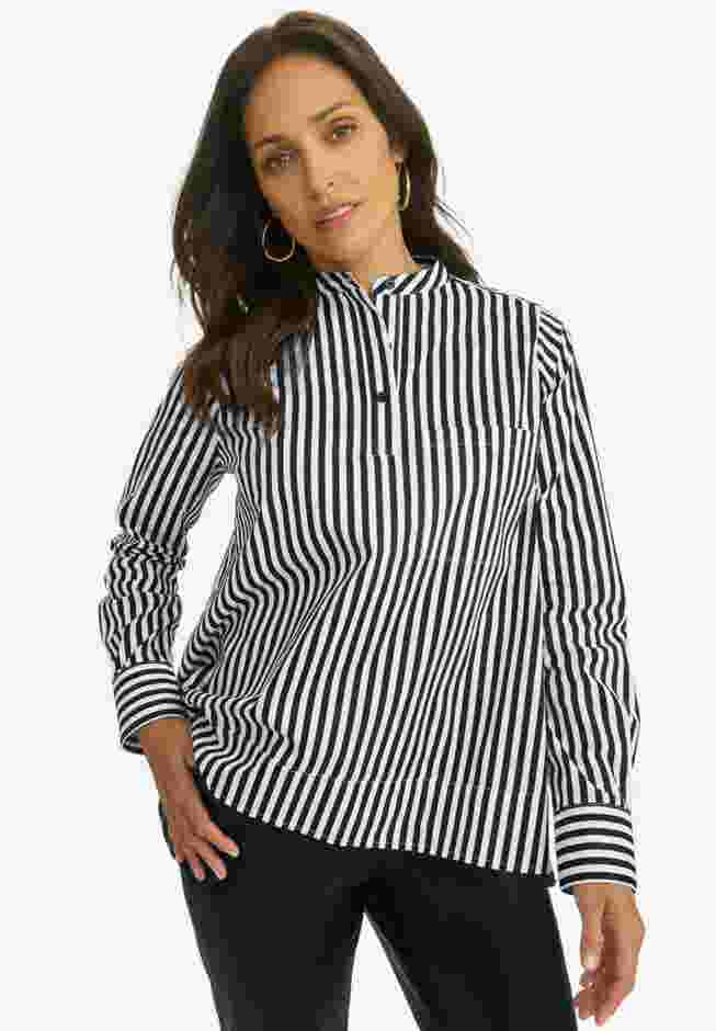 Poplin Hi-Low Henley Tunic image number 0