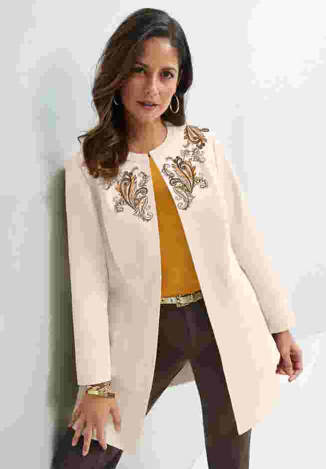 Embroidered Denim Topper image number 6