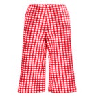 Gingham Back Elastic Wide Leg Crop Pants image number null