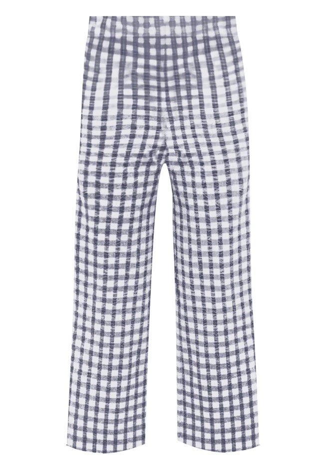 Gingham Back Elastic Wide Leg Crop Pants image number 1