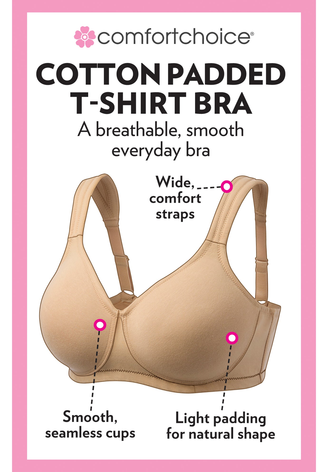 Cotton Wireless Lightly Padded T-Shirt Bra image number 3