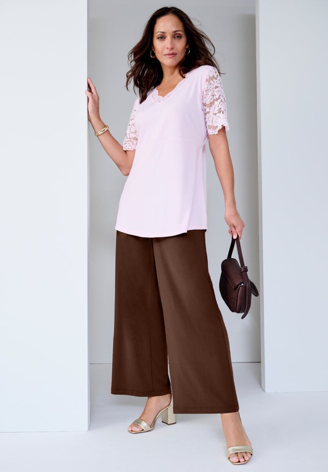 Stretch Knit Wide Leg Pant image number 0