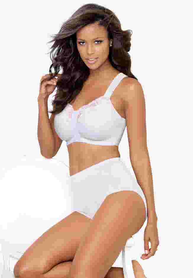 Front-Close Embroidered Wireless Posture Bra image number 6