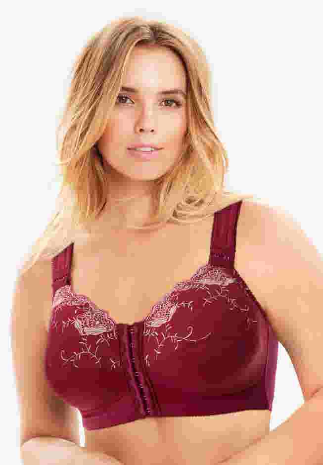 Front-Close Embroidered Wireless Posture Bra image number 3
