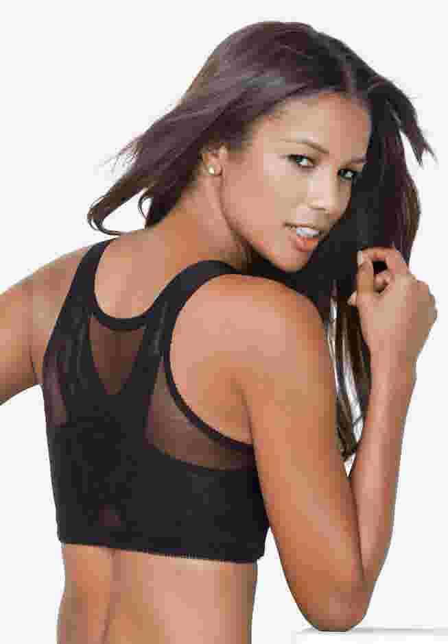 Front-Close Embroidered Wireless Posture Bra image number 1