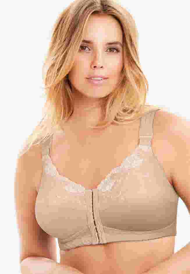 Front-Close Embroidered Wireless Posture Bra image number 0