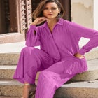 Plisse Button-Front Blouse image number null