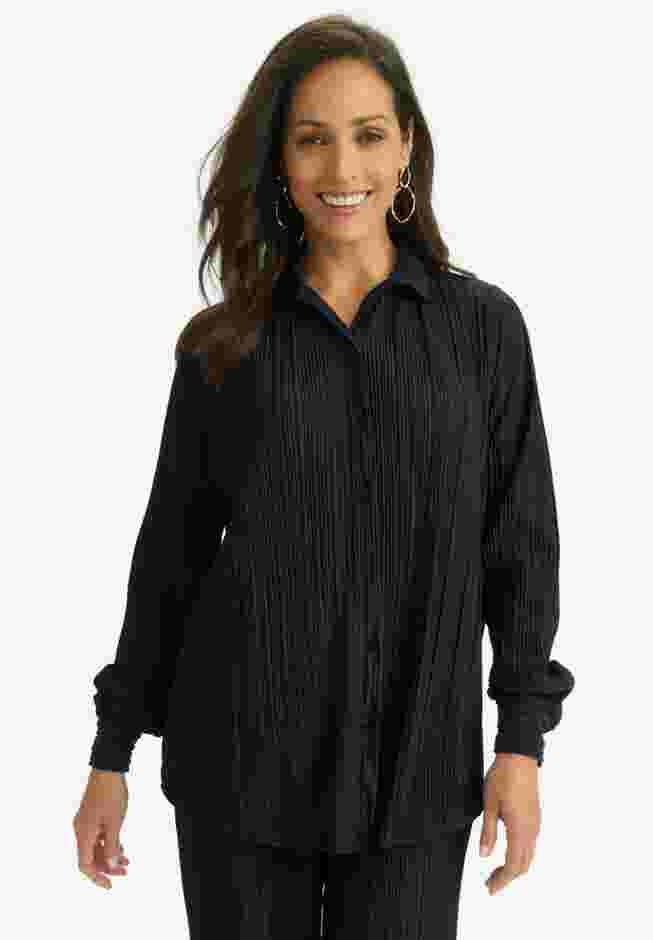 Plisse Button-Front Blouse image number 0
