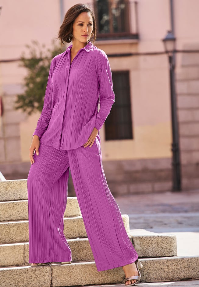 Plisse Wide-Leg Trouser image number 1