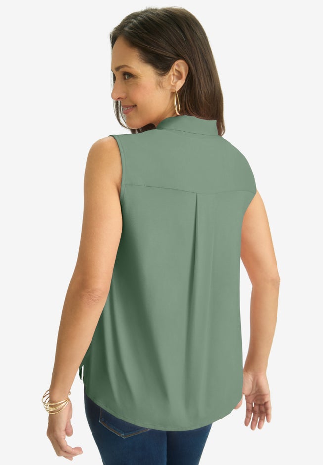 Uptown Sleeveless Tie-Neck Blouse image number 1