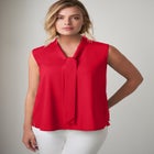 Uptown Sleeveless Tie-Neck Blouse image number null