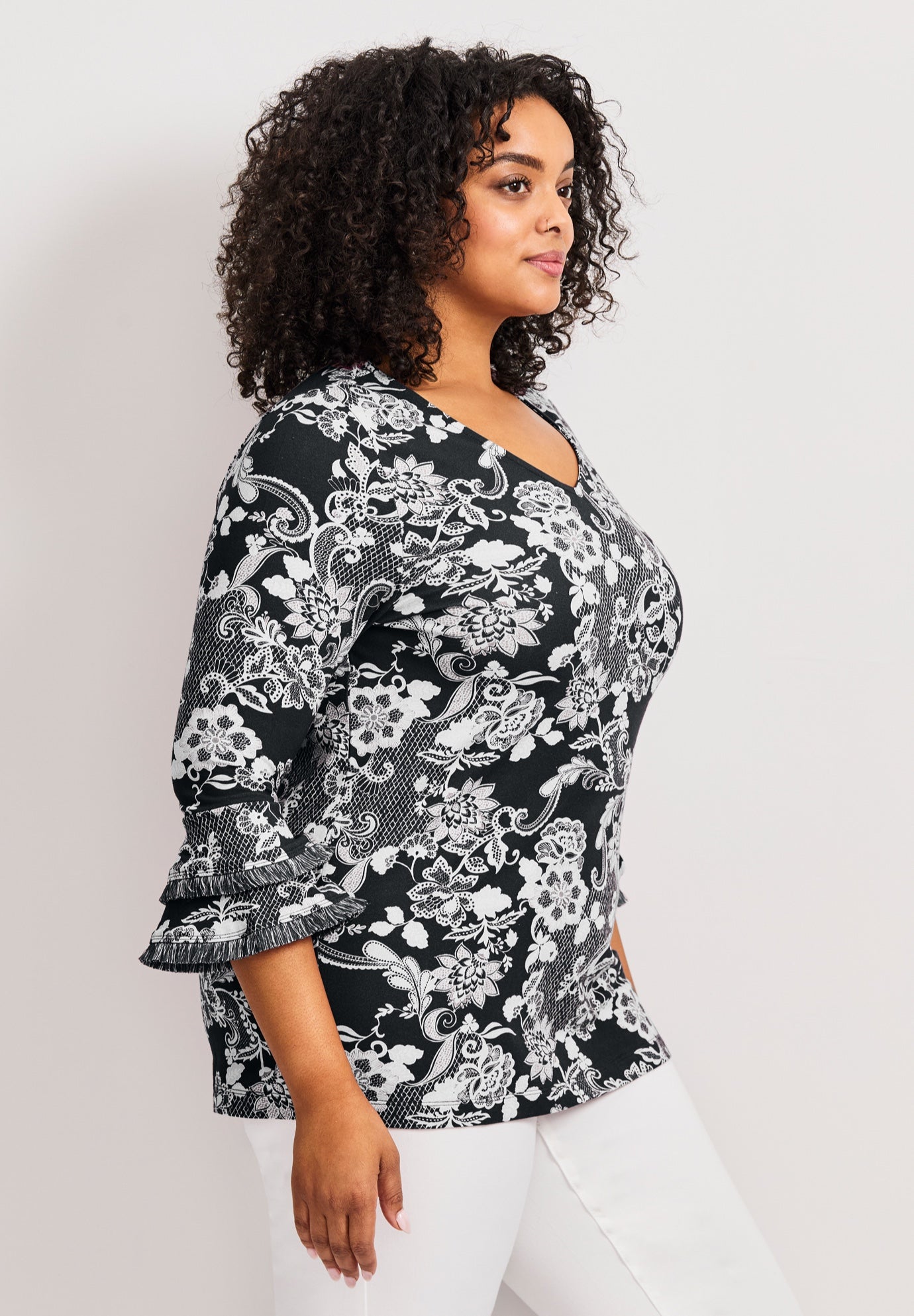 Tiered Ruffle Sleeve Top image number 2