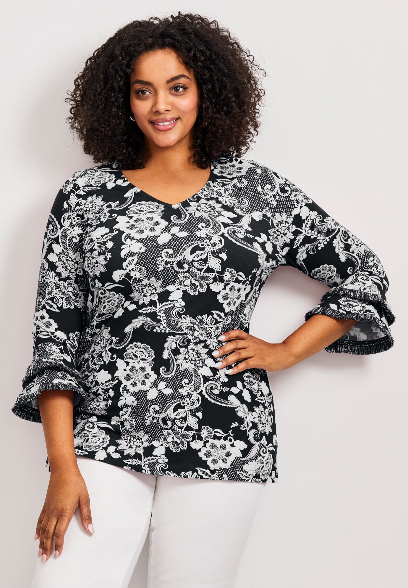 Tiered Ruffle Sleeve Top image number 0
