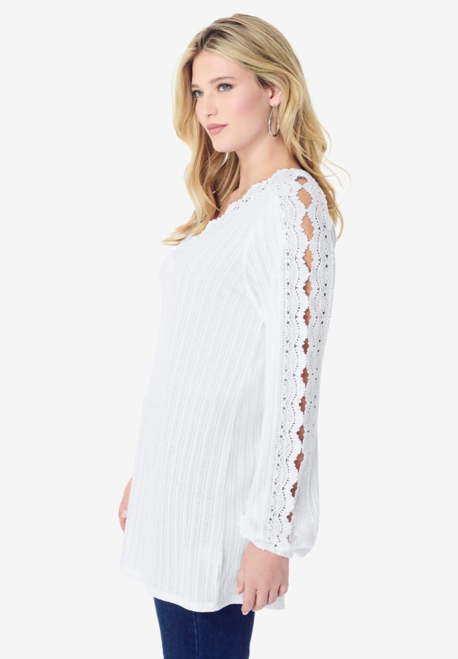Lace Trim and Appliquéd Tee image number null