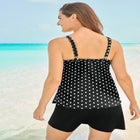 Longer-Length Tiered-Ruffle Tankini Top image number null