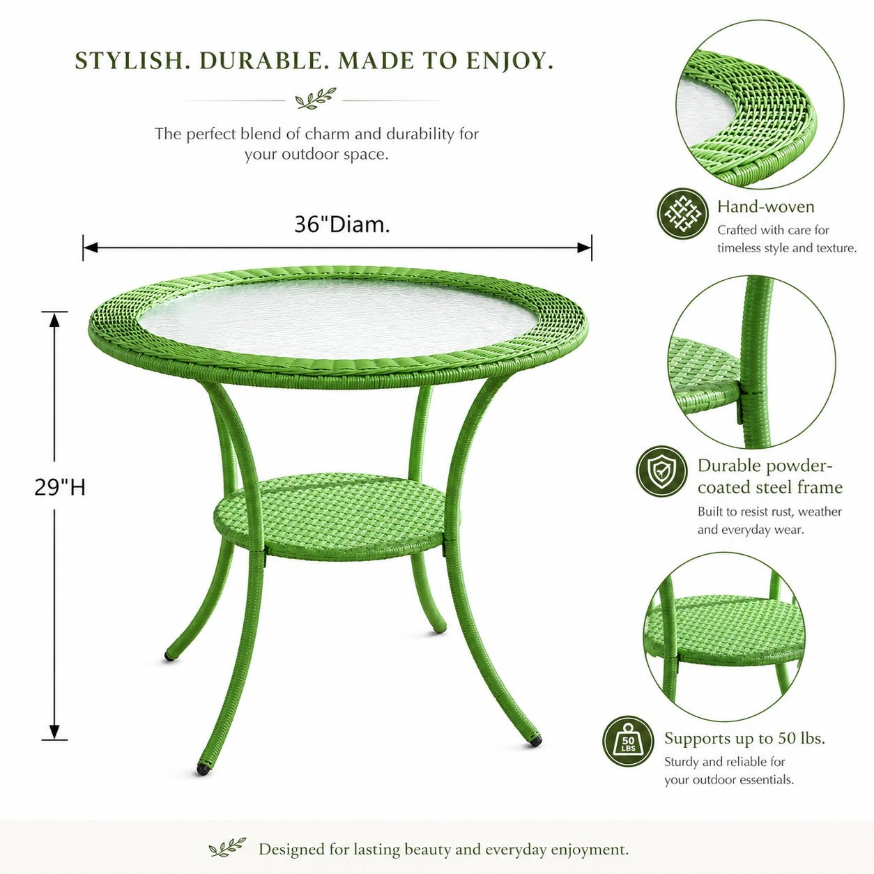 Roma All-Weather Resin Wicker Bistro Table image number 1