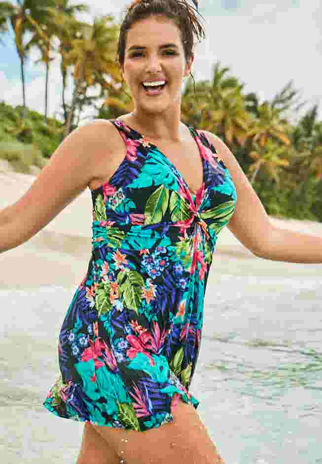 Twist-Front Swim Dress image number 2