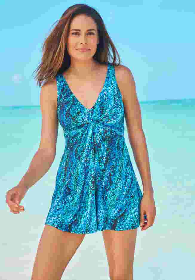 Twist-Front Swim Dress image number 0