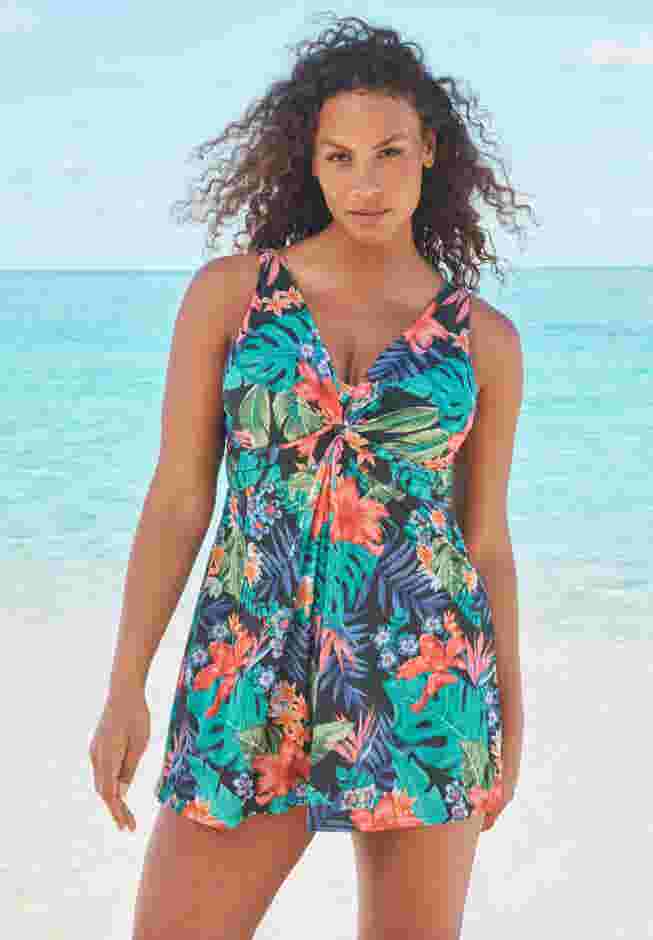 Twist-Front Swim Dress image number 0