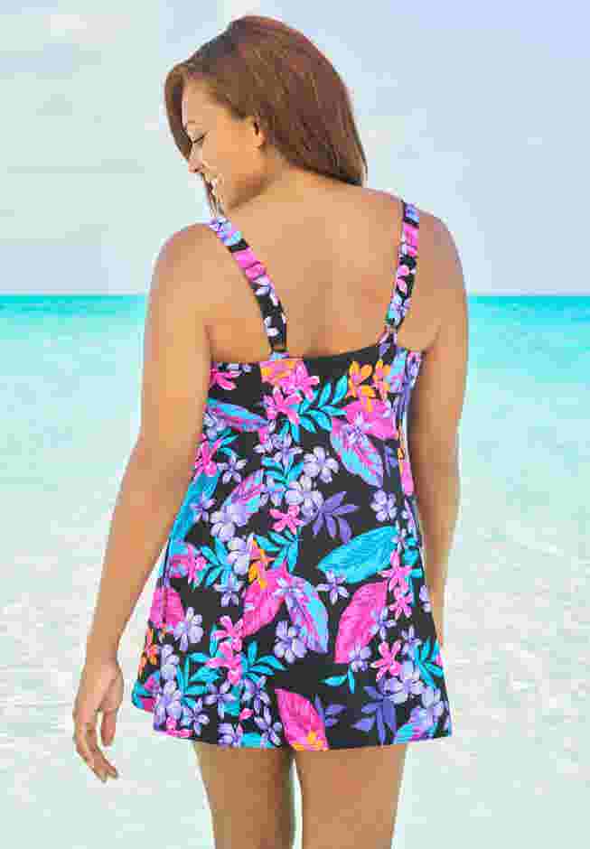 Princess-Seam Swim Dress image number 1