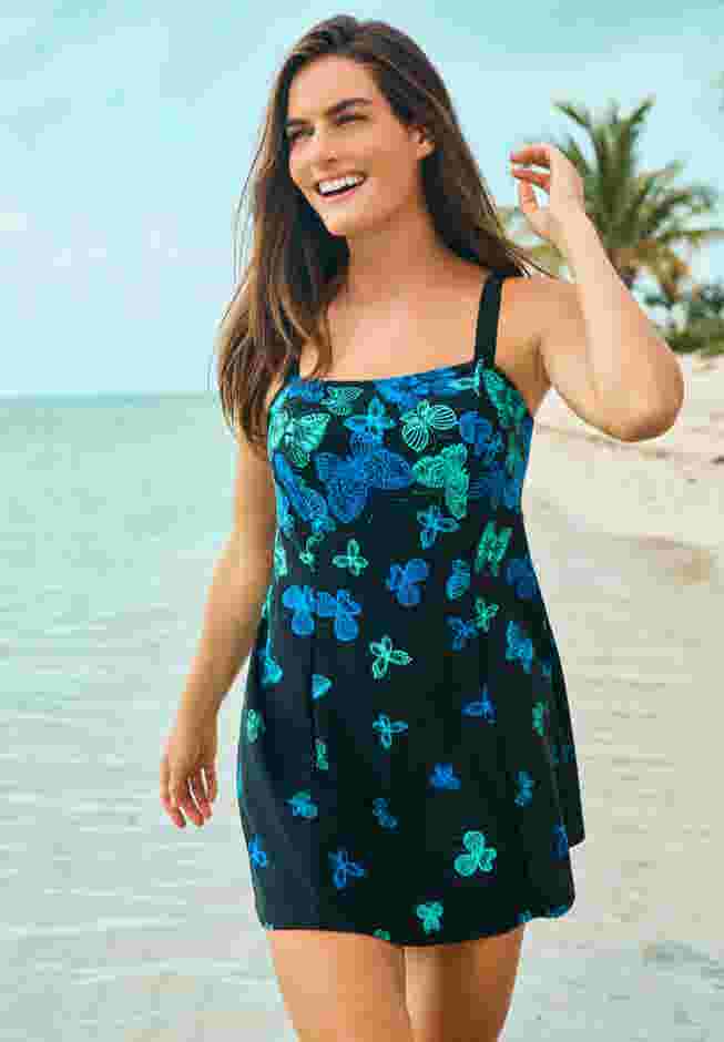 Princess-Seam Swim Dress image number 0