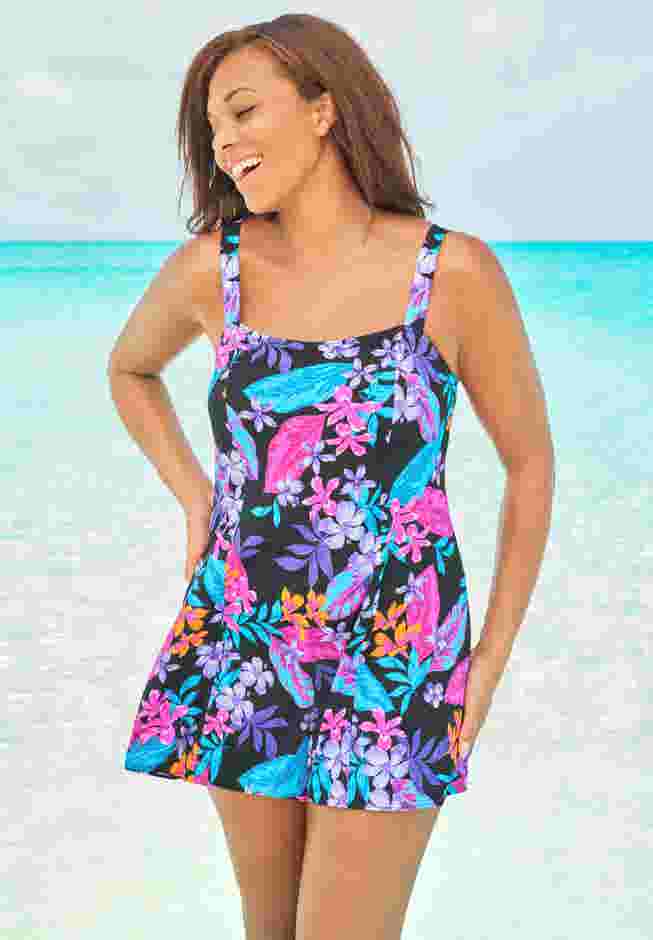 Princess-Seam Swim Dress image number 0