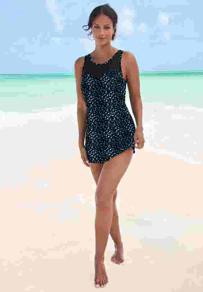 Mesh-Trim Swim Dress image number 0