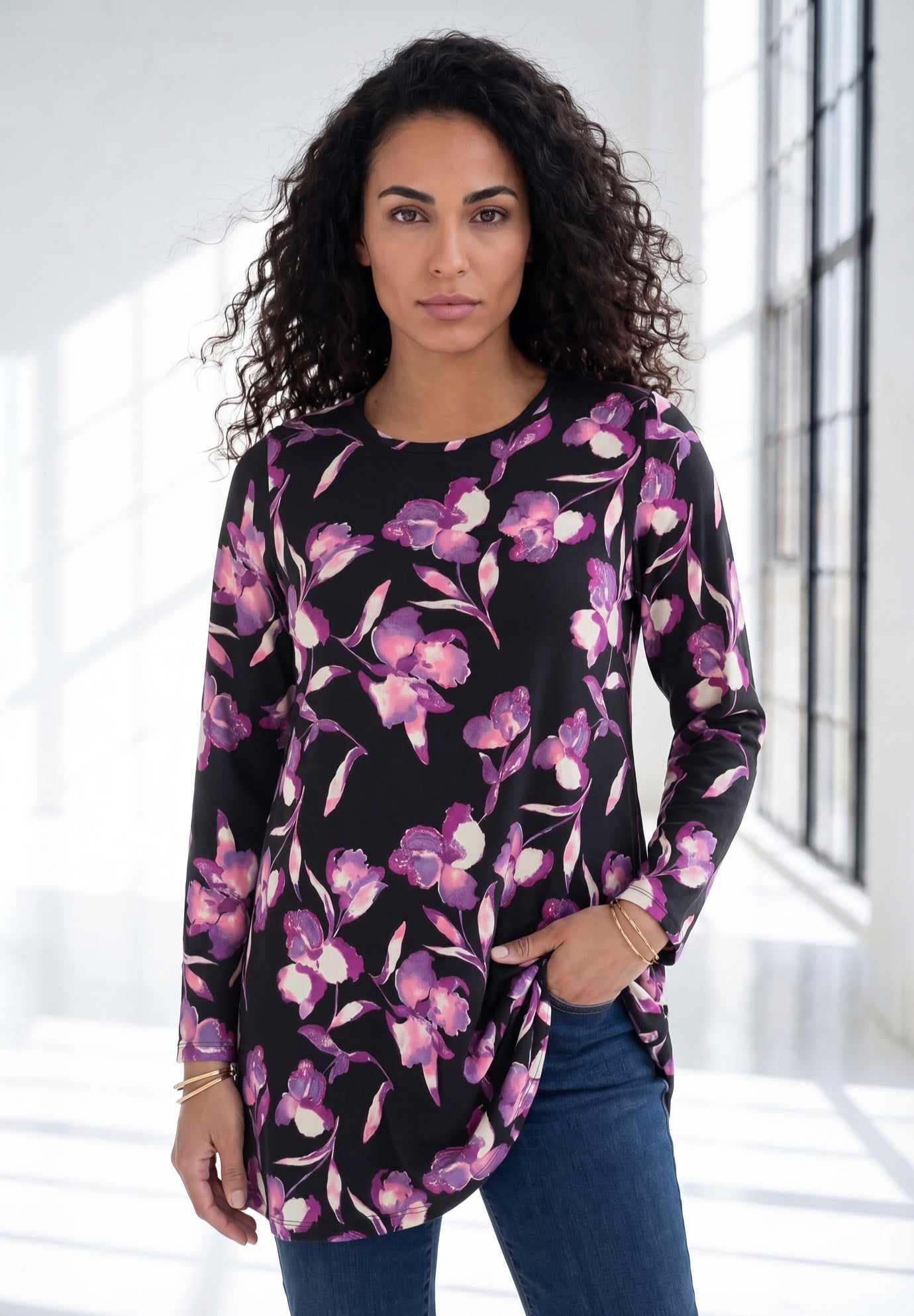 Ultimate Long Sleeve Crewneck Swing Tunic image number 0