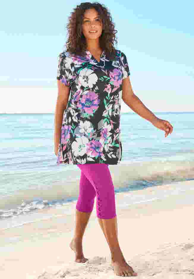 Longer Length Short-Sleeve Swim Tunic image number 0