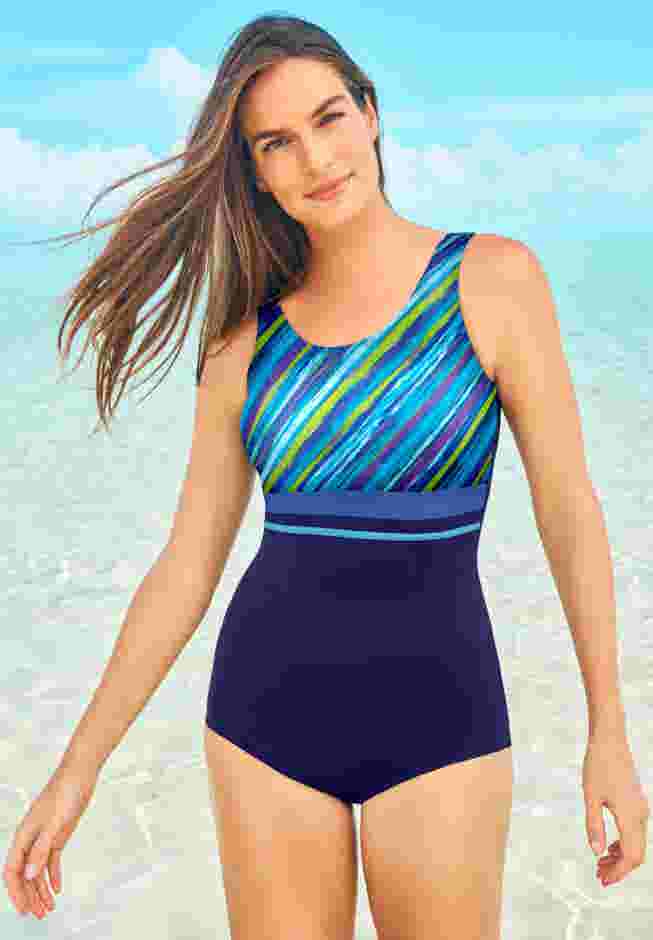 Empire-Waist Swimsuit with Molded Bra image number 0
