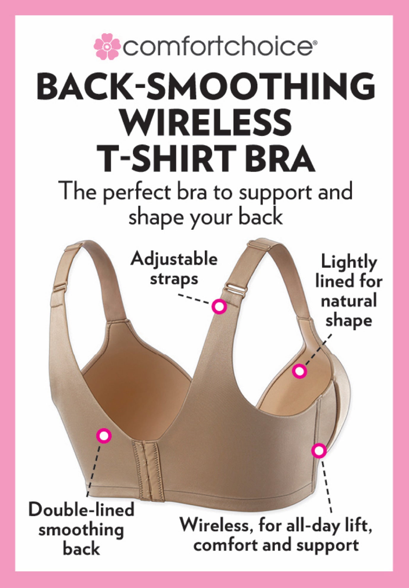 Back-Smoothing Wireless T-Shirt Bra image number 3