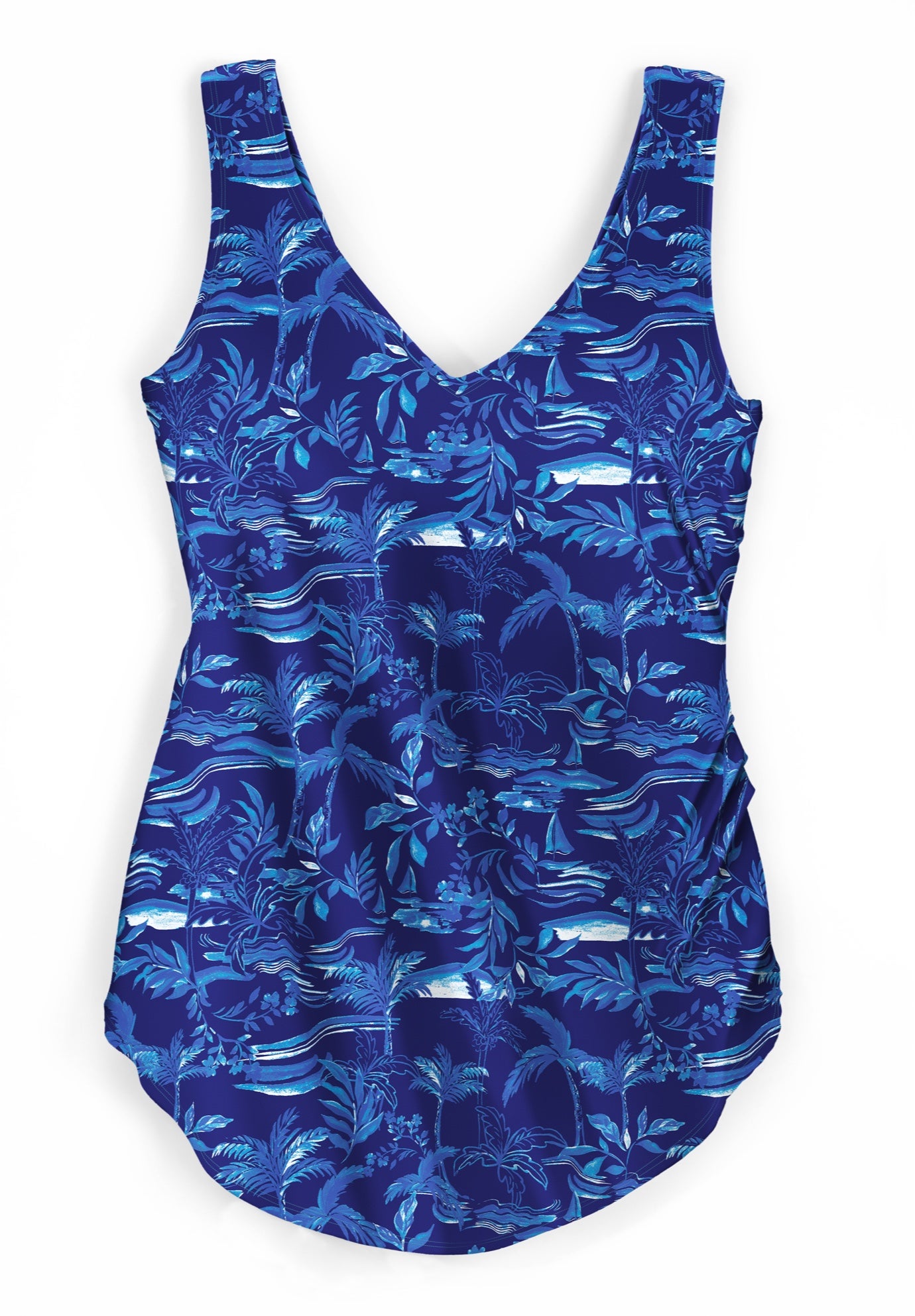 Sarong V-Neck Tummy Control One-Piece Swimsuit image number 3