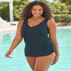Sarong V-Neck Tummy Control One-Piece Swimsuit image number null